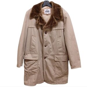 Woolrich Tan Jacket with Faux Fur Brown Collar And Lining Size 42